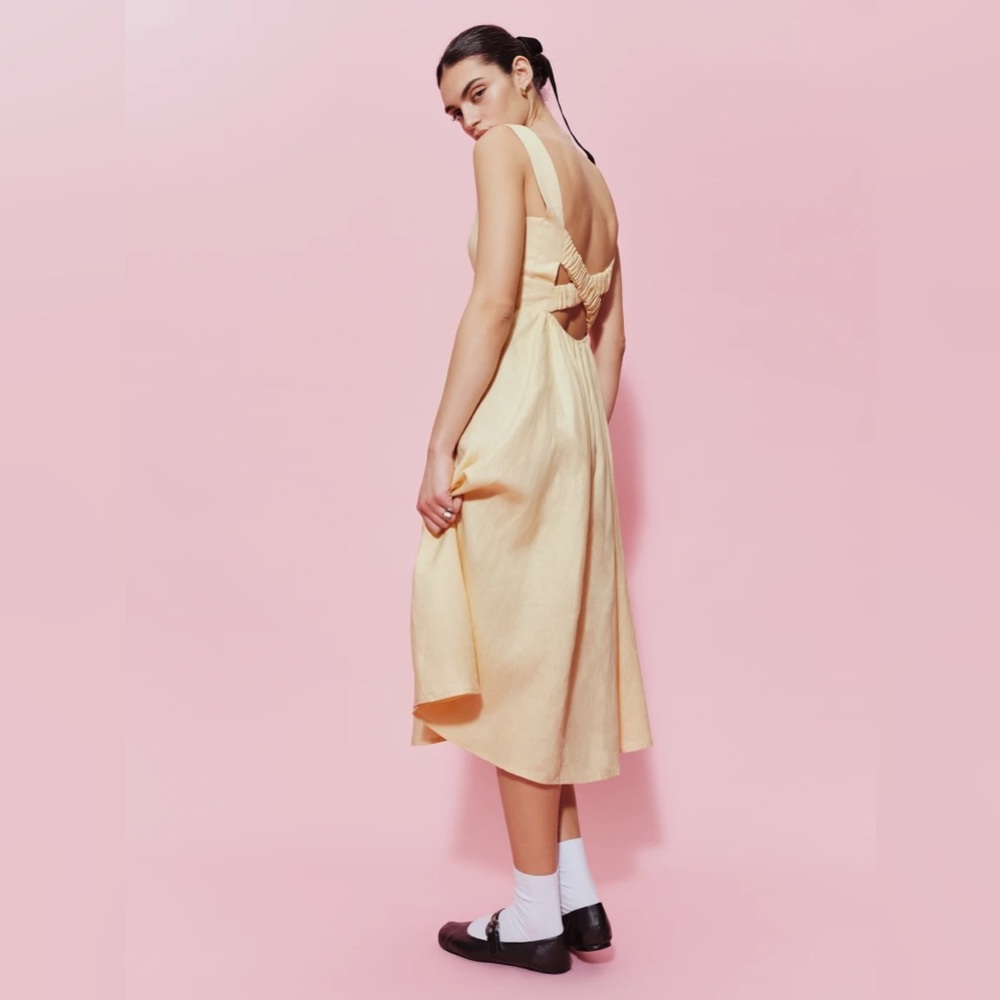 Reformation Frieda Linen Dress size8 Parmesan
